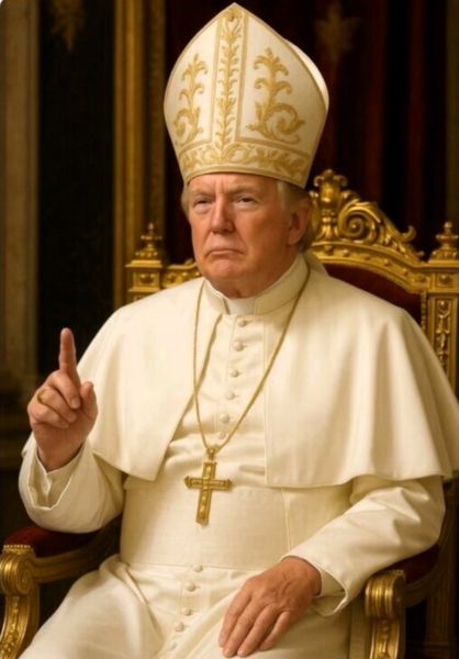 Fehér köntösben, aranyozott trónuson: Trump szórakoztató pápai szerepben játszadozik a közösségi médiában | ma7.sk